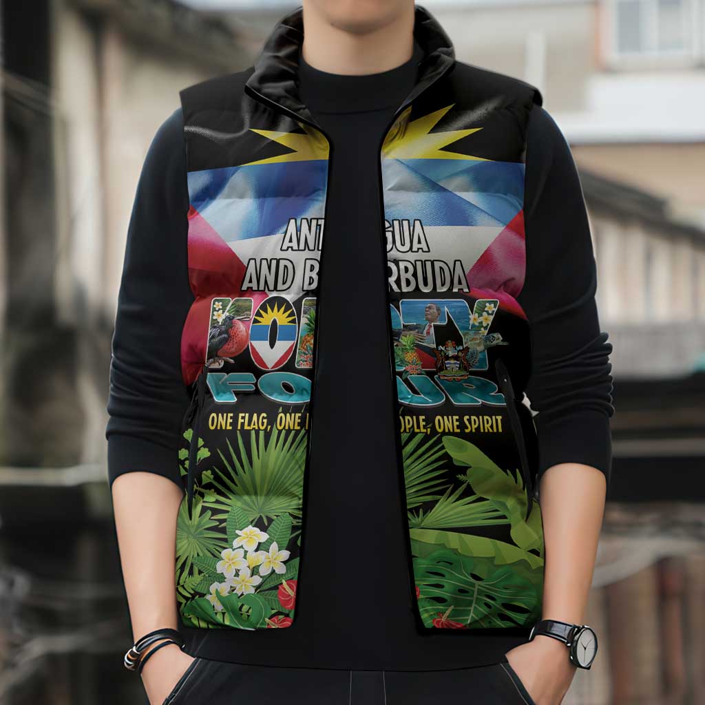 Antigua and Barbuda Independence Day Sleeveless Puffer Jacket 44th Anniversary One Flag One People One Spirit - Wonder Print Shop