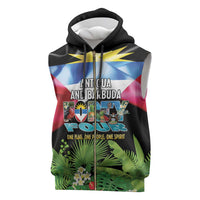 Antigua and Barbuda Independence Day Sleeveless Zip Hoodie 44th Anniversary One Flag One People One Spirit - Wonder Print Shop