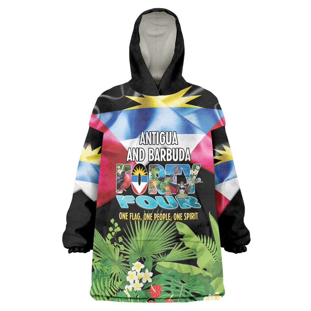 Antigua and Barbuda Independence Day Wearable Blanket Hoodie 44th Anniversary One Flag One People One Spirit - Wonder Print Shop