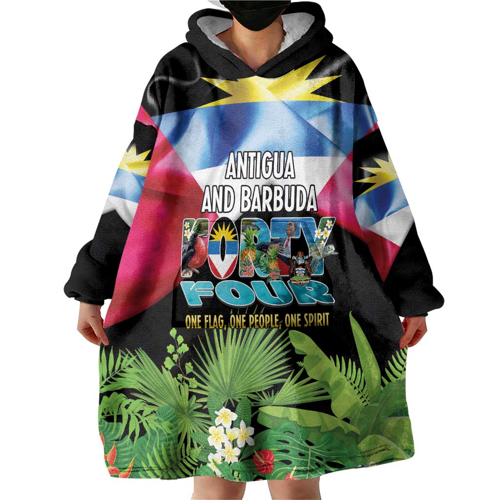 Antigua and Barbuda Independence Day Wearable Blanket Hoodie 44th Anniversary One Flag One People One Spirit - Wonder Print Shop