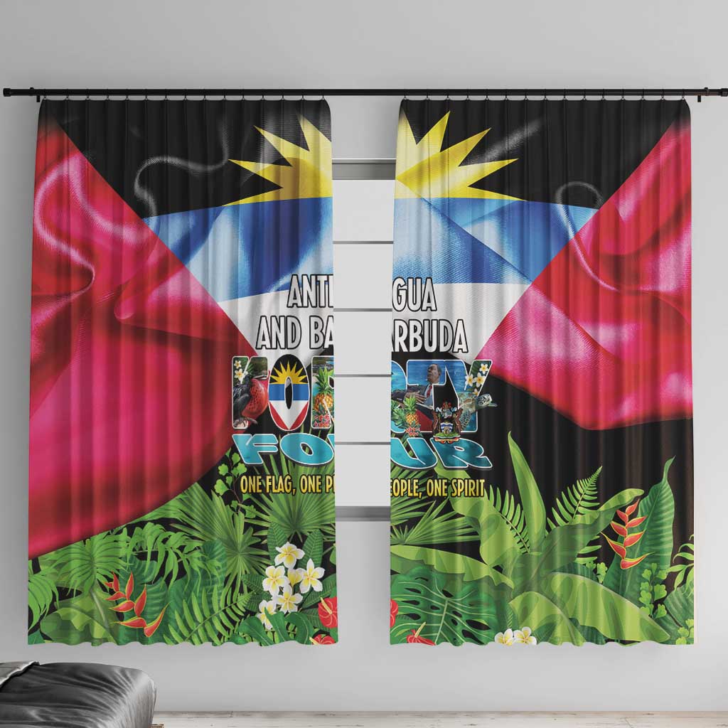 Antigua and Barbuda Independence Day Window Curtain 44th Anniversary One Flag One People One Spirit - Wonder Print Shop