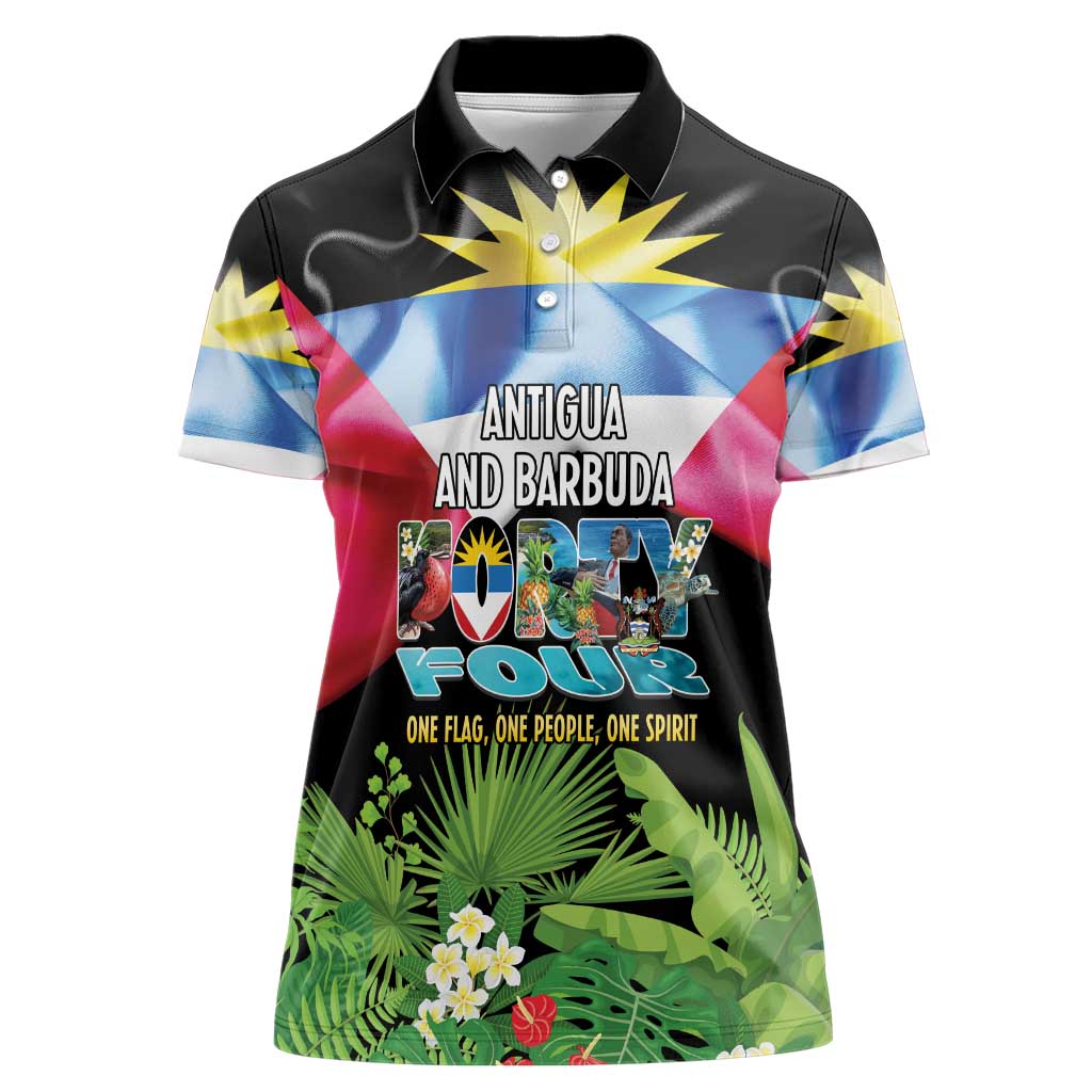 Antigua and Barbuda Independence Day Women Polo Shirt 44th Anniversary One Flag One People One Spirit - Wonder Print Shop