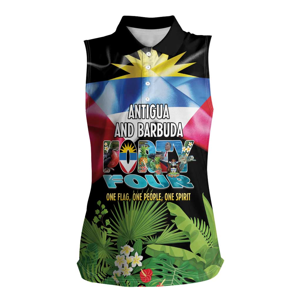 Antigua and Barbuda Independence Day Women Sleeveless Polo Shirt 44th Anniversary One Flag One People One Spirit - Wonder Print Shop