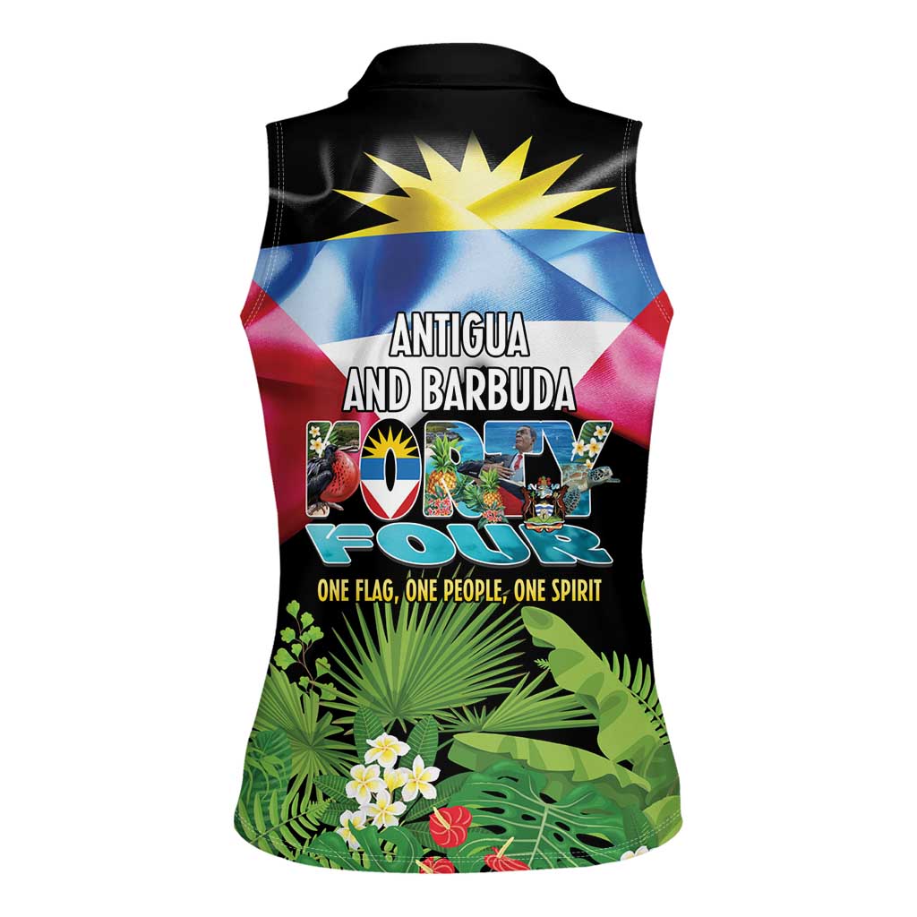 Antigua and Barbuda Independence Day Women Sleeveless Polo Shirt 44th Anniversary One Flag One People One Spirit - Wonder Print Shop