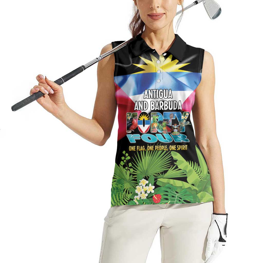 Antigua and Barbuda Independence Day Women Sleeveless Polo Shirt 44th Anniversary One Flag One People One Spirit - Wonder Print Shop