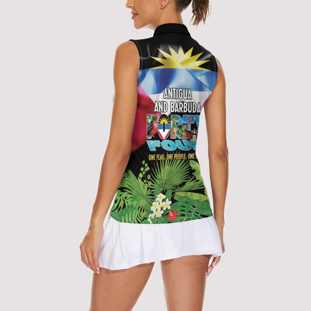 Antigua and Barbuda Independence Day Women Sleeveless Polo Shirt 44th Anniversary One Flag One People One Spirit - Wonder Print Shop