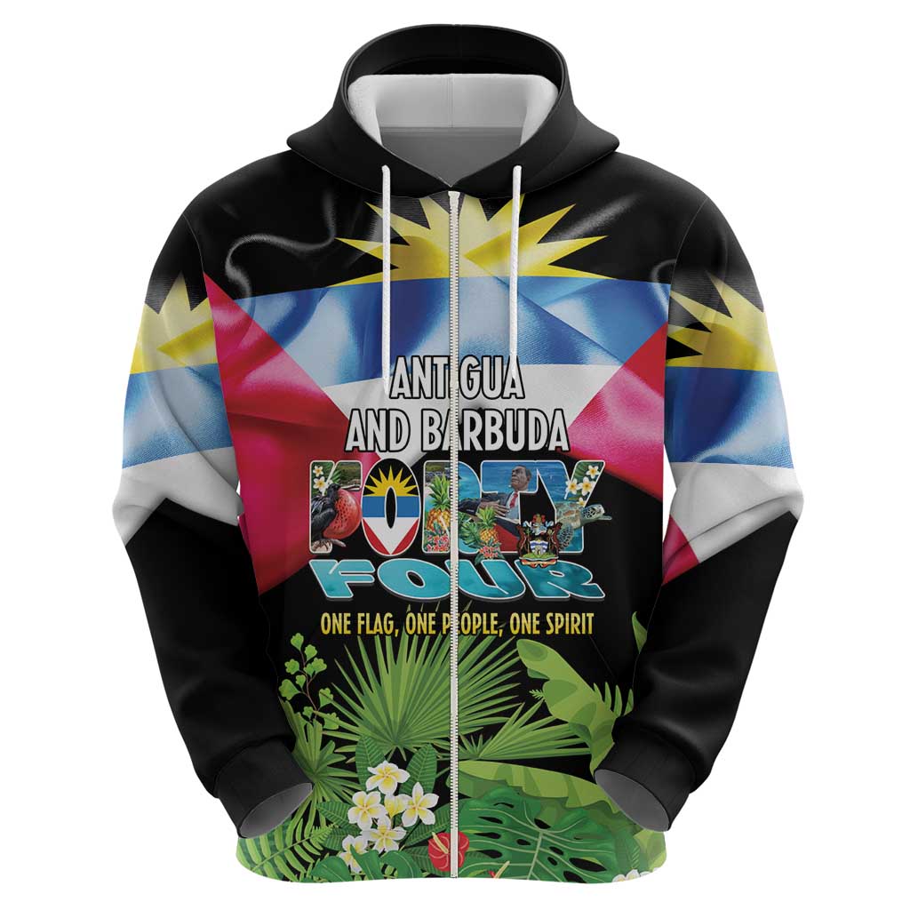 Antigua and Barbuda Independence Day Zip Hoodie 44th Anniversary One Flag One People One Spirit - Wonder Print Shop