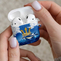 Barbados Independence Day AirPods Case Gold Trident and Flying Fish - Wonder Print Shop