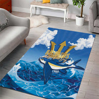 Barbados Independence Day Area Rug Gold Trident and Flying Fish - Wonder Print Shop