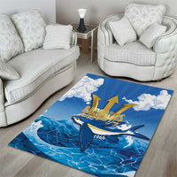 Barbados Independence Day Area Rug Gold Trident and Flying Fish - Wonder Print Shop