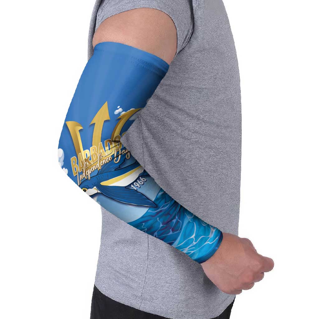 Barbados Independence Day Arm Sleeves Gold Trident and Flying Fish - Wonder Print Shop