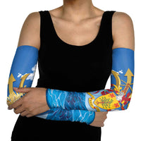 Barbados Independence Day Arm Sleeves Gold Trident and Flying Fish - Wonder Print Shop
