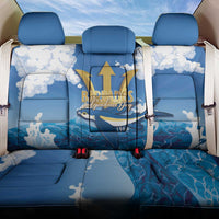 Barbados Independence Day Back Car Seat Cover Gold Trident and Flying Fish - Wonder Print Shop