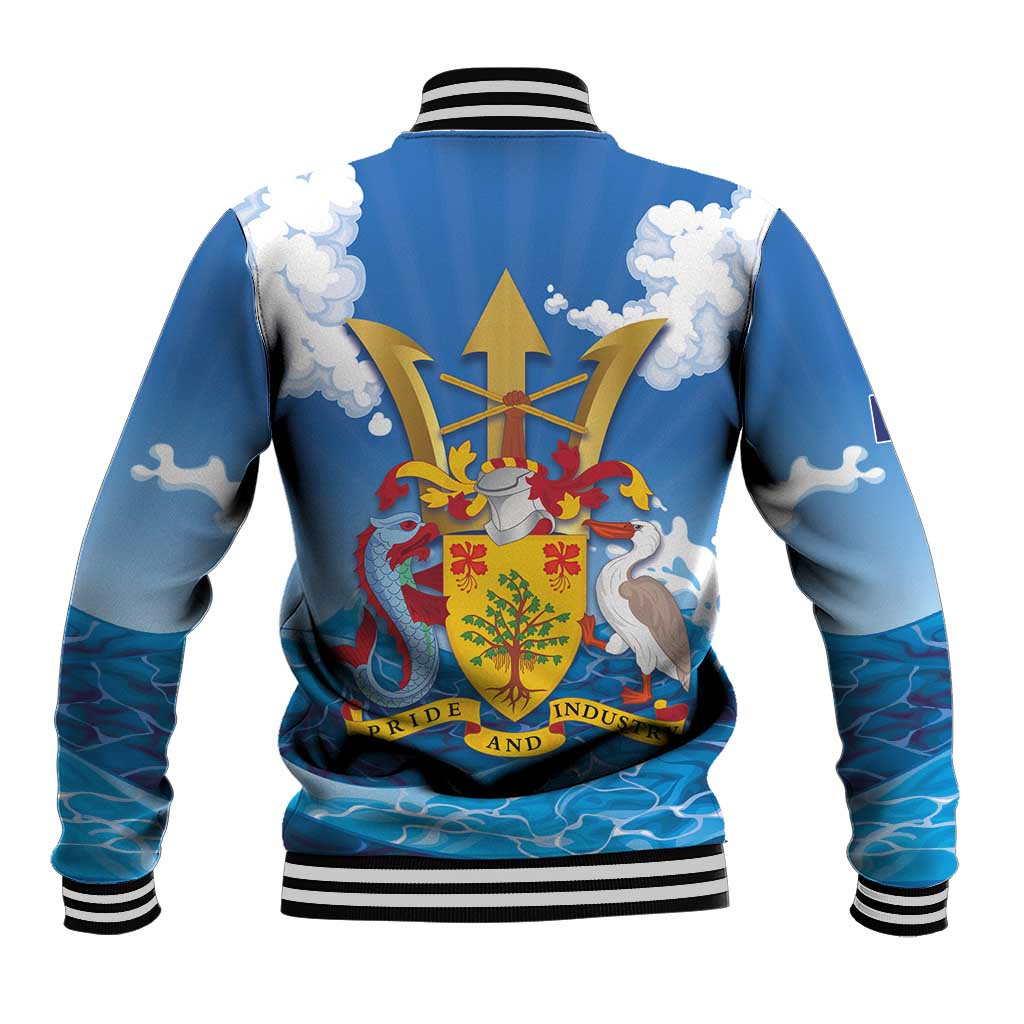 Barbados Independence Day Baseball Jacket Gold Trident and Flying Fish - Wonder Print Shop