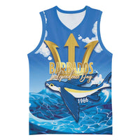 Barbados Independence Day Basketball Jersey Gold Trident and Flying Fish - Wonder Print Shop