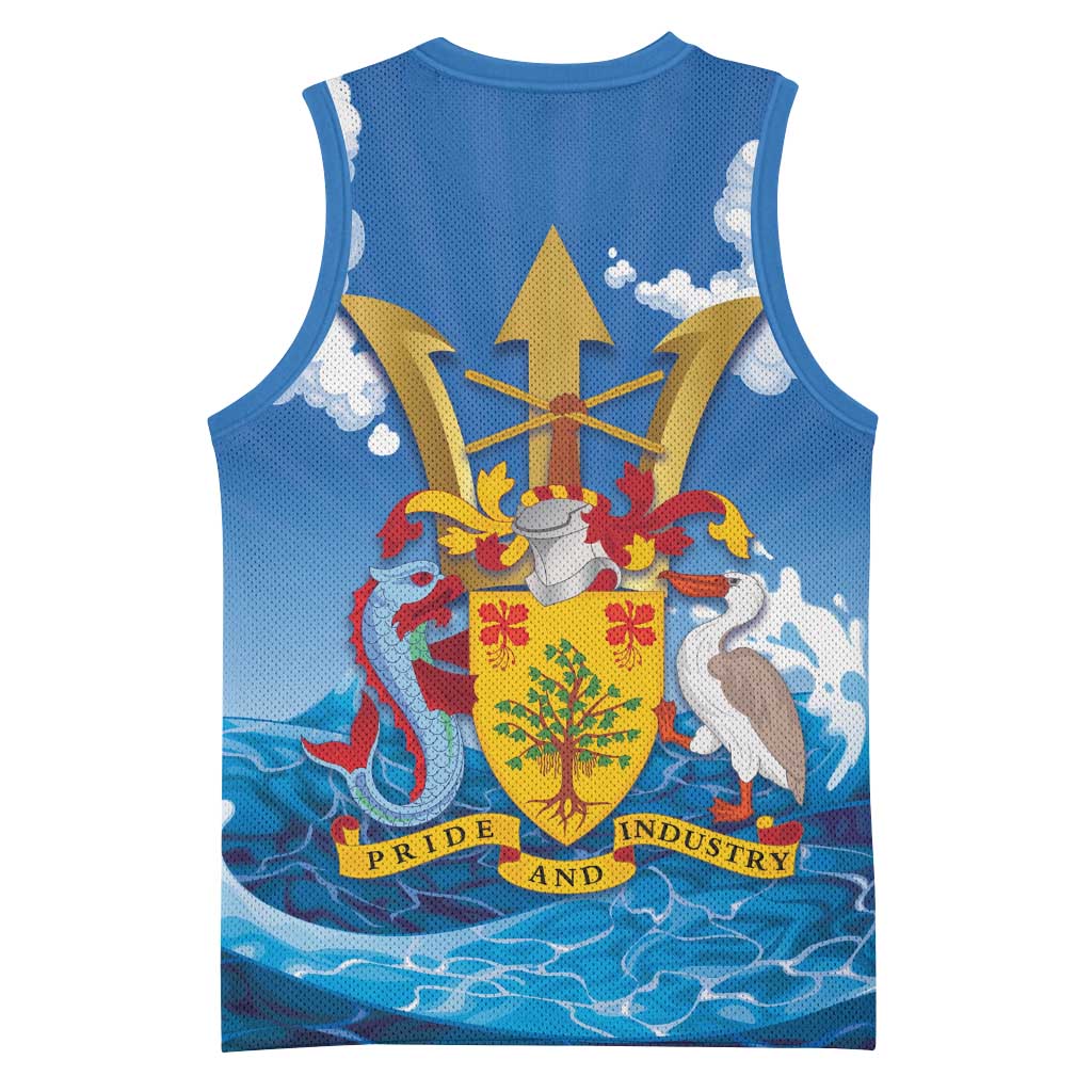 Barbados Independence Day Basketball Jersey Gold Trident and Flying Fish - Wonder Print Shop