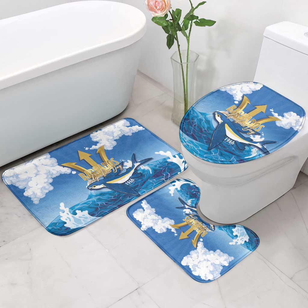 Barbados Independence Day Bathroom Set Gold Trident and Flying Fish - Wonder Print Shop