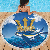 Barbados Independence Day Beach Blanket Gold Trident and Flying Fish - Wonder Print Shop