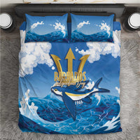 Barbados Independence Day Bedding Set Gold Trident and Flying Fish - Wonder Print Shop