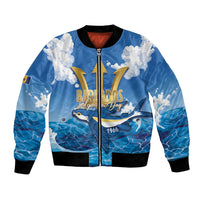Barbados Independence Day Bomber Jacket Gold Trident and Flying Fish - Wonder Print Shop
