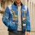Barbados Independence Day Bomber Puffer Jacket Gold Trident and Flying Fish - Wonder Print Shop
