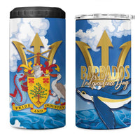 Barbados Independence Day 4 in 1 Can Cooler Tumbler Gold Trident and Flying Fish - Wonder Print Shop