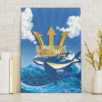 Barbados Independence Day Canvas Wall Art Gold Trident and Flying Fish - Wonder Print Shop