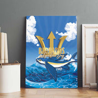 Barbados Independence Day Canvas Wall Art Gold Trident and Flying Fish - Wonder Print Shop