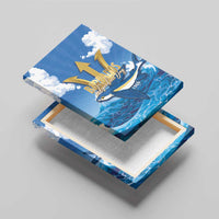 Barbados Independence Day Canvas Wall Art Gold Trident and Flying Fish - Wonder Print Shop