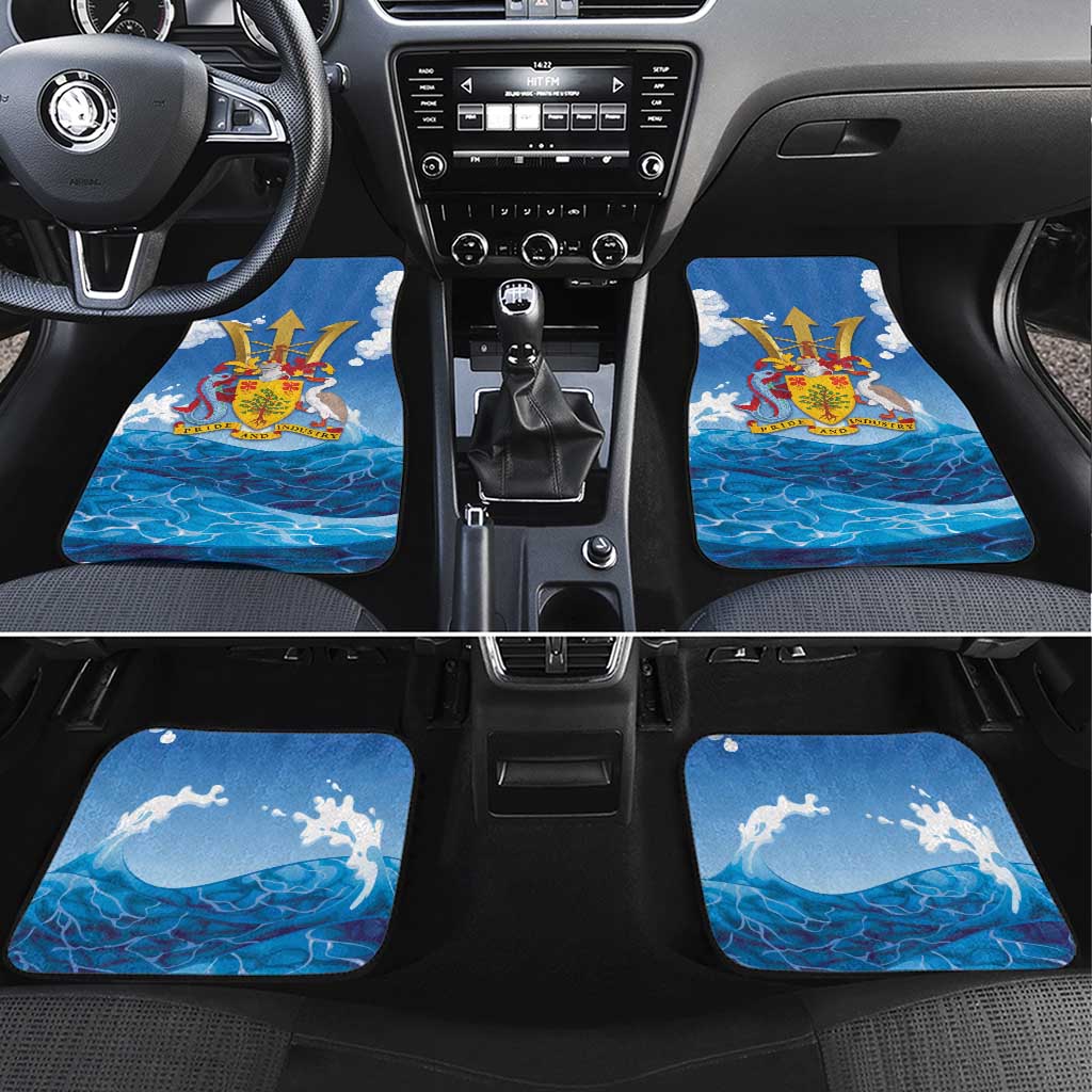 Barbados Independence Day Car Mats Gold Trident and Flying Fish - Wonder Print Shop
