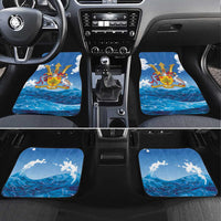 Barbados Independence Day Car Mats Gold Trident and Flying Fish - Wonder Print Shop