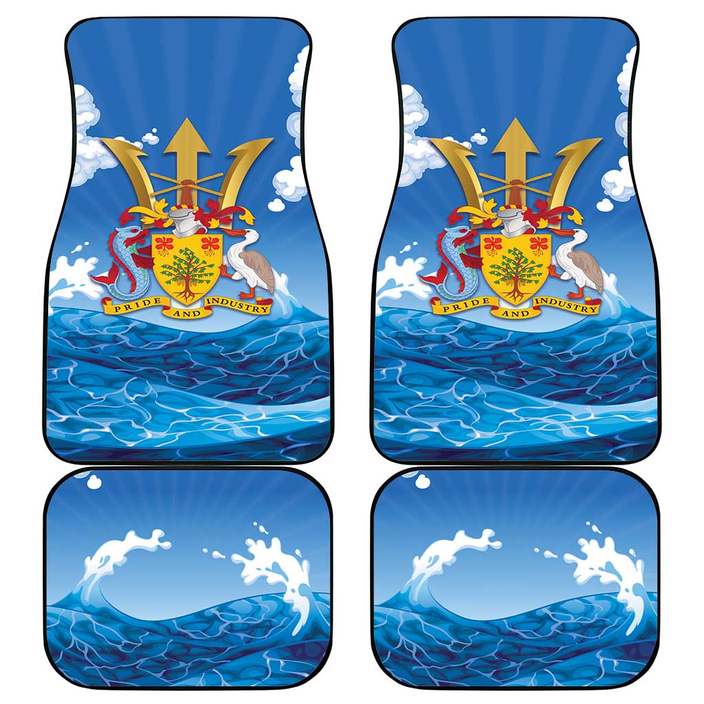 Barbados Independence Day Car Mats Gold Trident and Flying Fish - Wonder Print Shop