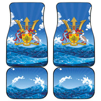 Barbados Independence Day Car Mats Gold Trident and Flying Fish - Wonder Print Shop