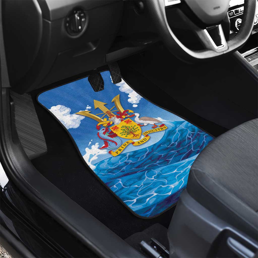 Barbados Independence Day Car Mats Gold Trident and Flying Fish - Wonder Print Shop