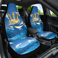 Barbados Independence Day Car Seat Cover Gold Trident and Flying Fish - Wonder Print Shop