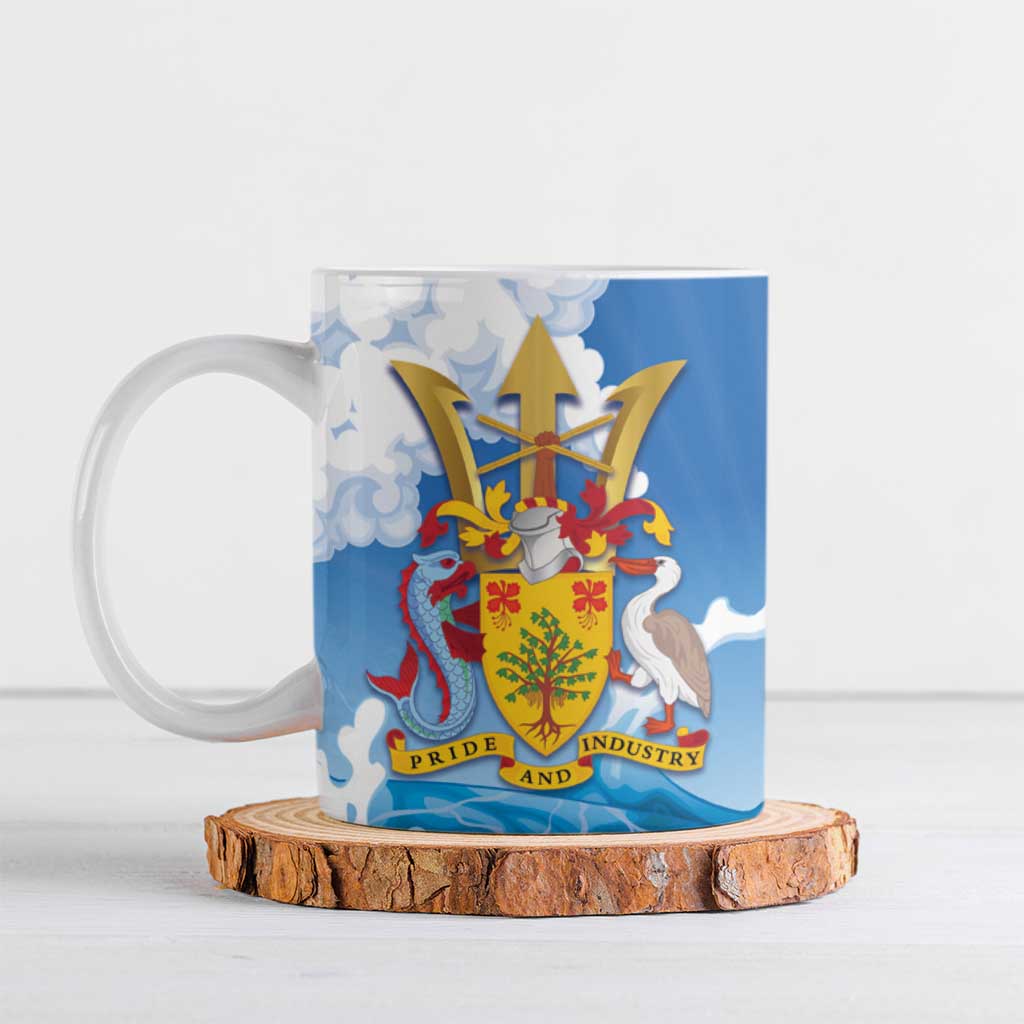 Barbados Independence Day Ceramic Mug Gold Trident and Flying Fish - Wonder Print Shop