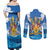 Barbados Independence Day Couples Matching Off Shoulder Maxi Dress and Long Sleeve Button Shirt Gold Trident and Flying Fish - Wonder Print Shop