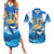 Barbados Independence Day Couples Matching Summer Maxi Dress and Hawaiian Shirt Gold Trident and Flying Fish - Wonder Print Shop