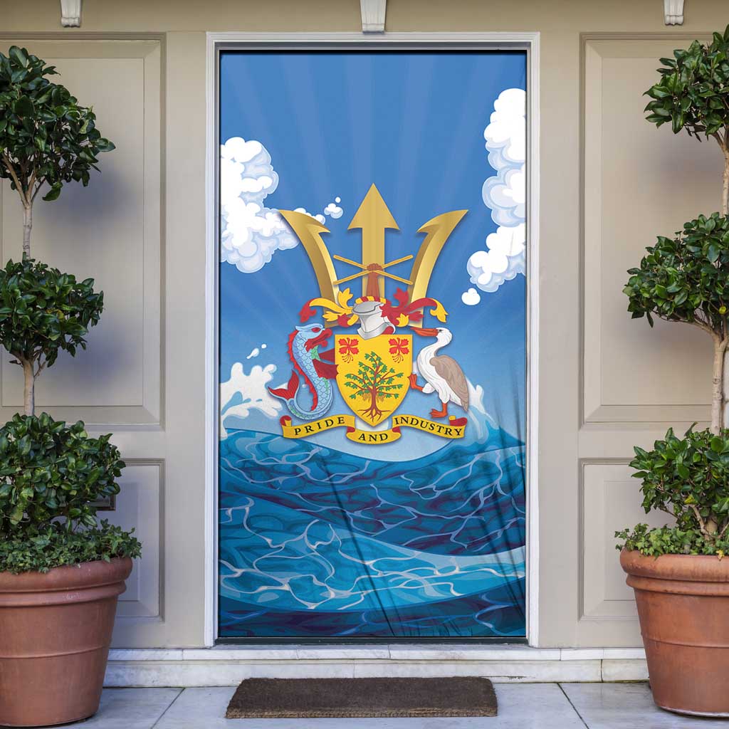 Barbados Independence Day Door Cover Gold Trident and Flying Fish - Wonder Print Shop
