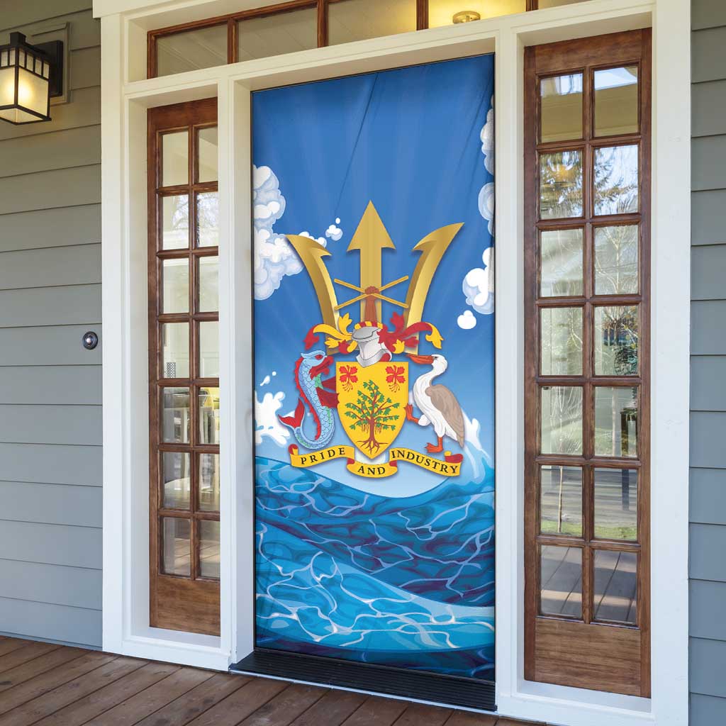 Barbados Independence Day Door Cover Gold Trident and Flying Fish - Wonder Print Shop