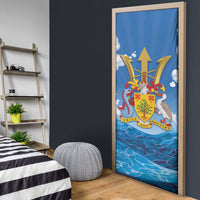Barbados Independence Day Door Cover Gold Trident and Flying Fish - Wonder Print Shop