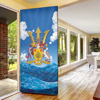 Barbados Independence Day Door Cover Gold Trident and Flying Fish - Wonder Print Shop