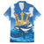 Barbados Independence Day Family Matching Off Shoulder Maxi Dress and Hawaiian Shirt Gold Trident and Flying Fish - Wonder Print Shop