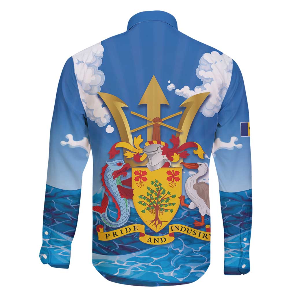 Barbados Independence Day Family Matching Summer Maxi Dress and Hawaiian Shirt Gold Trident and Flying Fish - Wonder Print Shop