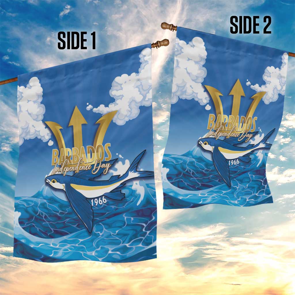 Barbados Independence Day Garden Flag Gold Trident and Flying Fish - Wonder Print Shop