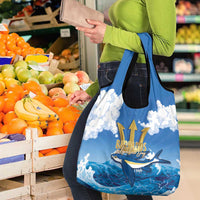 Barbados Independence Day Grocery Bag Gold Trident and Flying Fish - Wonder Print Shop