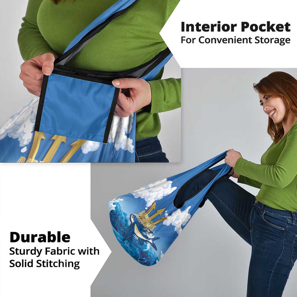 Barbados Independence Day Grocery Bag Gold Trident and Flying Fish - Wonder Print Shop