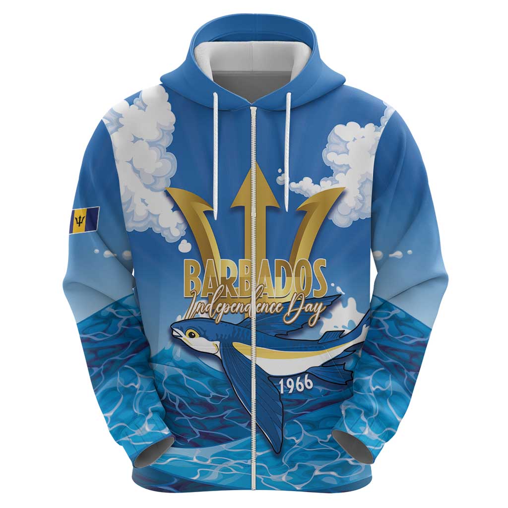 Barbados Independence Day Hoodie Gold Trident and Flying Fish - Wonder Print Shop