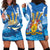 Barbados Independence Day Hoodie Dress Gold Trident and Flying Fish - Wonder Print Shop