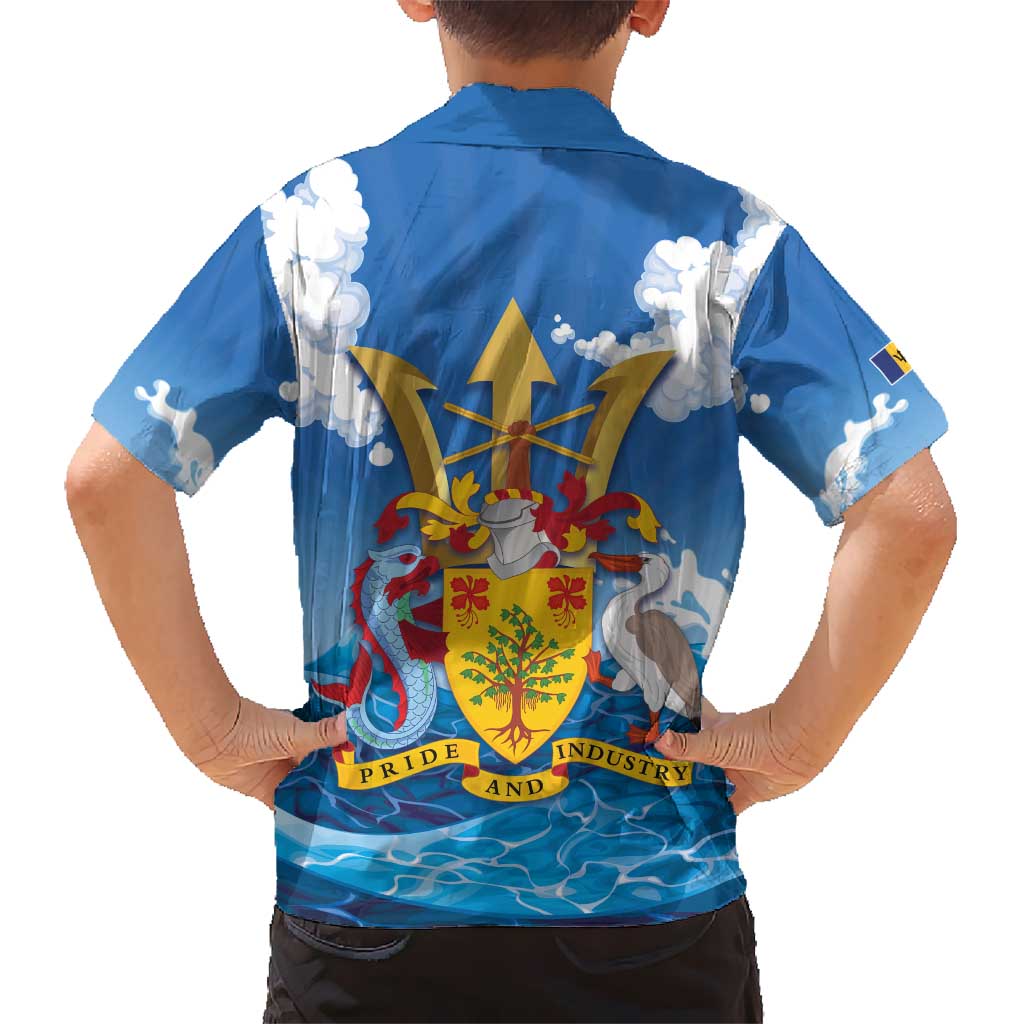 Barbados Independence Day Kid Hawaiian Shirt Gold Trident and Flying Fish - Wonder Print Shop